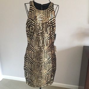 Black and Gold Sequin BodyCon Dress (LuLus)